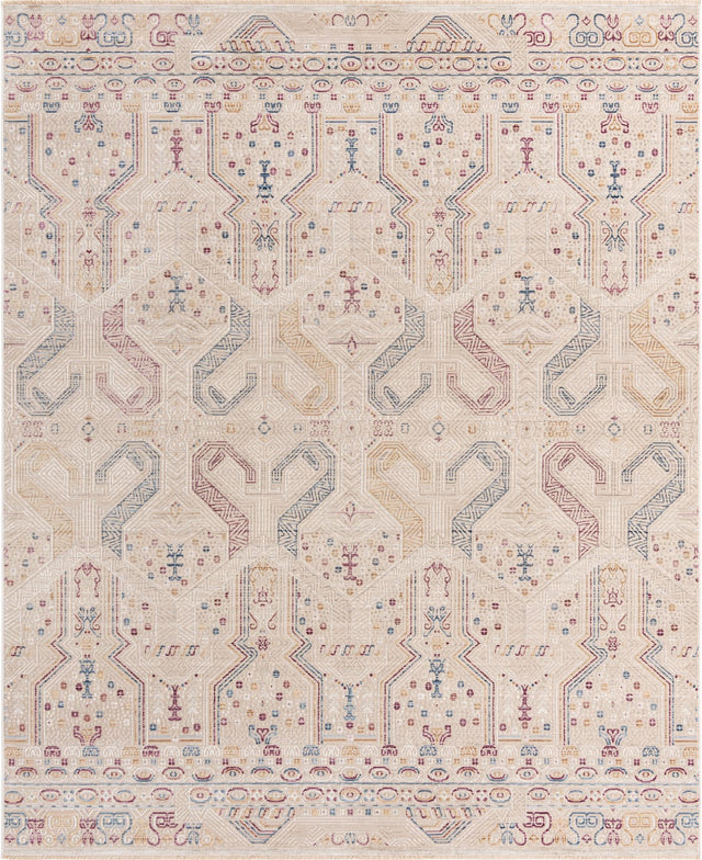 Ivory 7' 10 x 9' 8 Deepa Rectangle Area Rug 100% Polyester Colorful Modern Contemporary Carpet for Home Decorating Living, Dining, Office & Bedrooms for Sale at Rug Engine