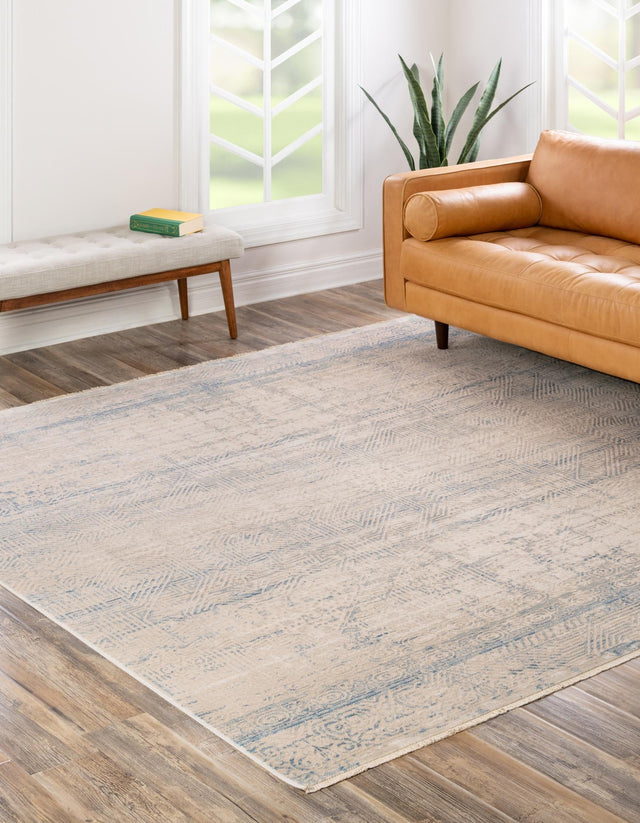Gray Blue 7' 10 x 7' 10 Deepa Square Area Rug 100% Polyester Colorful Modern Contemporary Carpet for Home Decorating Living, Dining, Office & Bedrooms for Sale at Rug Engine