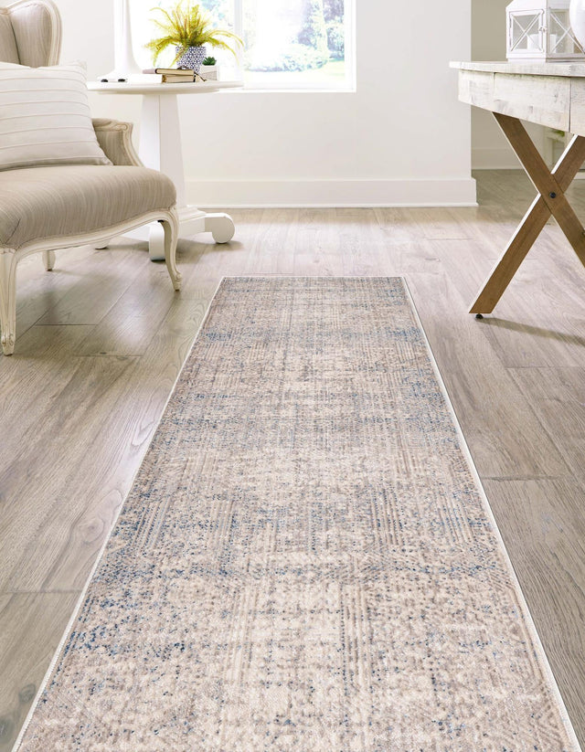 Gray Blue 2' x 6' Deepa Runner Area Rug 100% Polyester Colorful Modern Contemporary Carpet for Home Decorating Living, Dining, Office & Bedrooms for Sale at Rug Engine