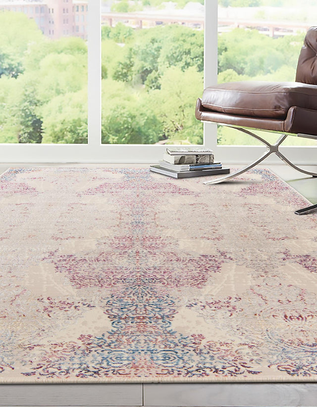 Ivory 2' x 3' Deepa Rectangle Area Rug 100% Polyester Colorful Modern Contemporary Carpet for Home Decorating Living, Dining, Office & Bedrooms for Sale at Rug Engine
