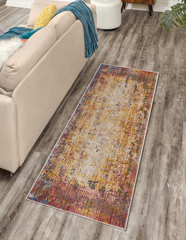 Multicolor 2' x 6' Deepa Runner Area Rug 100% Polyester Colorful Modern Contemporary Carpet for Home Decorating Living, Dining, Office & Bedrooms for Sale at Rug Engine