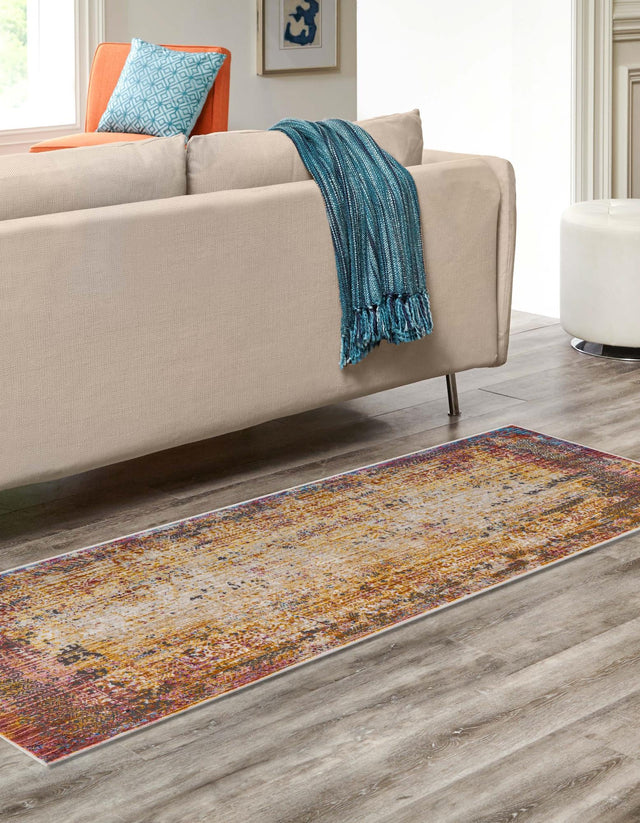 Multicolor 2' x 8' Deepa Runner Area Rug 100% Polyester Colorful Modern Contemporary Carpet for Home Decorating Living, Dining, Office & Bedrooms for Sale at Rug Engine