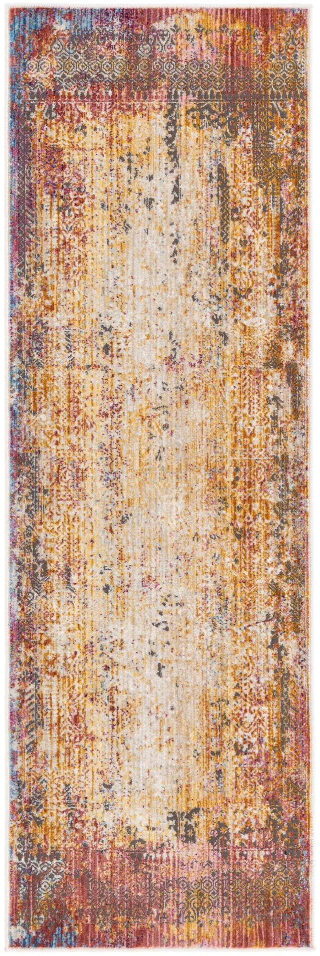 Multicolor 2' x 6' Deepa Runner Area Rug 100% Polyester Colorful Modern Contemporary Carpet for Home Decorating Living, Dining, Office & Bedrooms for Sale at Rug Engine