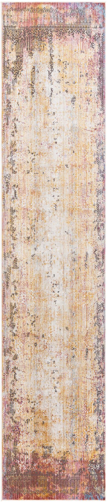 Multicolor 2' 6 x 12' Deepa Runner Area Rug 100% Polyester Colorful Modern Contemporary Carpet for Home Decorating Living, Dining, Office & Bedrooms for Sale at Rug Engine