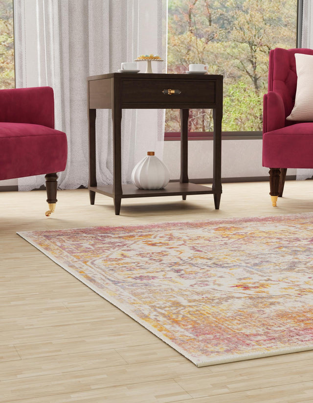 Multicolor 7' 10 x 7' 10 Deepa Square Area Rug 100% Polyester Colorful Modern Contemporary Carpet for Home Decorating Living, Dining, Office & Bedrooms for Sale at Rug Engine