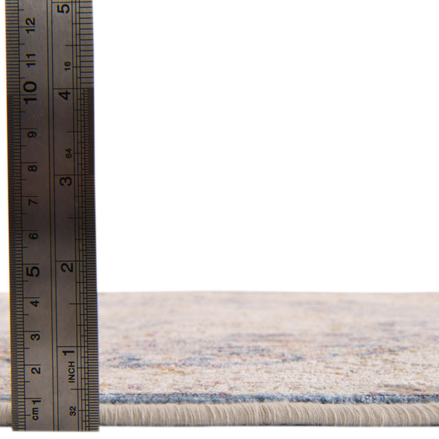Blue Ivory 7' 10 x 9' 8 Deepa Rectangle Area Rug 100% Polyester Colorful Modern Contemporary Carpet for Home Decorating Living, Dining, Office & Bedrooms for Sale at Rug Engine
