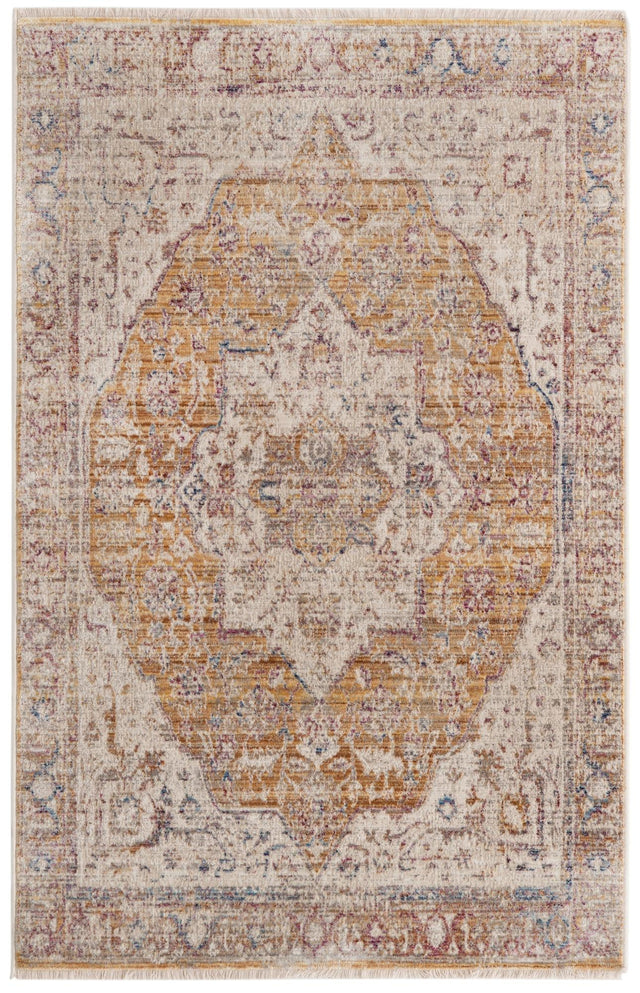 Yellow 3' 3 x 5' Deepa Rectangle Area Rug 100% Polyester Colorful Modern Contemporary Carpet for Home Decorating Living, Dining, Office & Bedrooms for Sale at Rug Engine