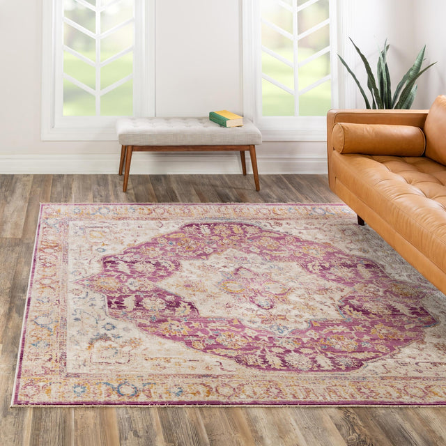 Lavender 7' 10 x 7' 10 Deepa Square Area Rug 100% Polyester Colorful Modern Contemporary Carpet for Home Decorating Living, Dining, Office & Bedrooms for Sale at Rug Engine