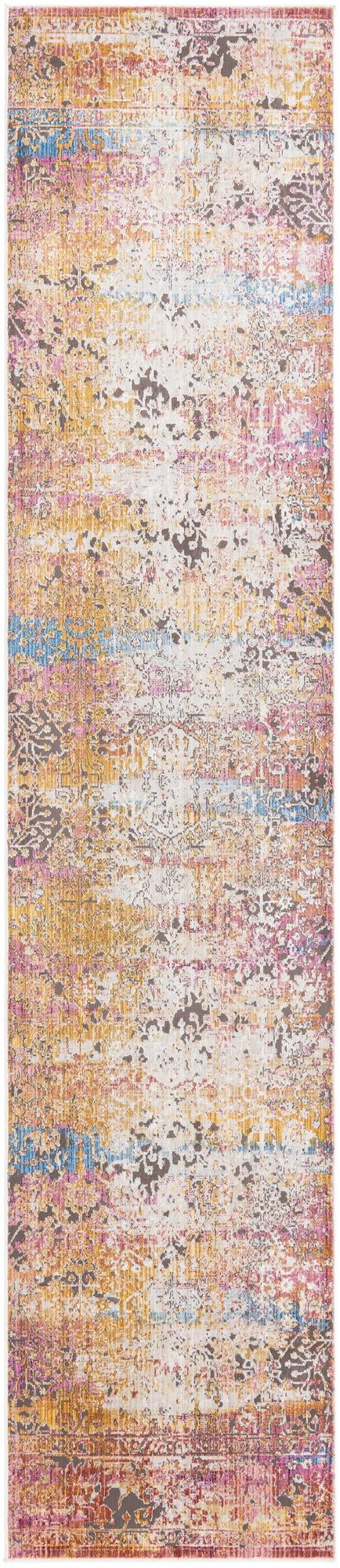 Multicolor 2' 6 x 12' Deepa Runner Area Rug 100% Polyester Colorful Modern Contemporary Carpet for Home Decorating Living, Dining, Office & Bedrooms for Sale at Rug Engine