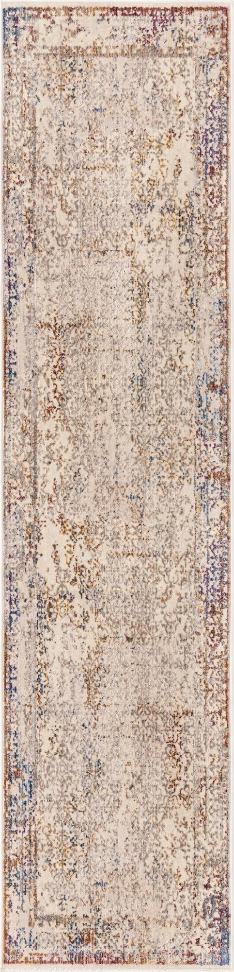 Ivory 2' x 8' Deepa Runner Area Rug 100% Polyester Colorful Modern Contemporary Carpet for Home Decorating Living, Dining, Office & Bedrooms for Sale at Rug Engine