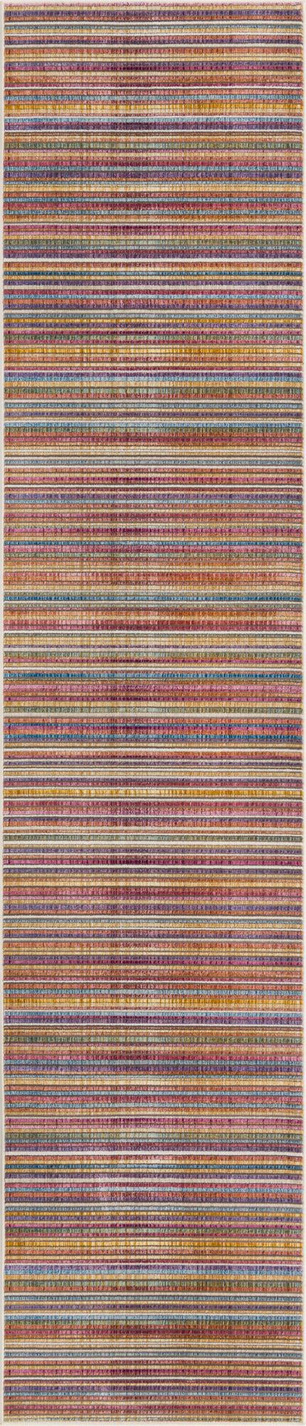 Multicolor 2' 6 x 12' Deepa Runner Area Rug 100% Polyester Colorful Modern Contemporary Carpet for Home Decorating Living, Dining, Office & Bedrooms for Sale at Rug Engine