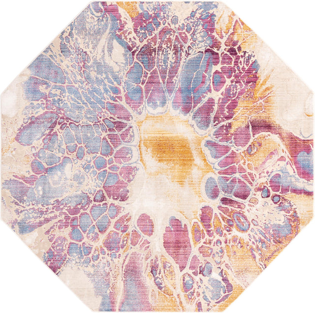 Multicolor 7' 10 x 7' 10 Deepa Octagon Area Rug 100% Polyester Colorful Modern Contemporary Carpet for Home Decorating Living, Dining, Office & Bedrooms for Sale at Rug Engine