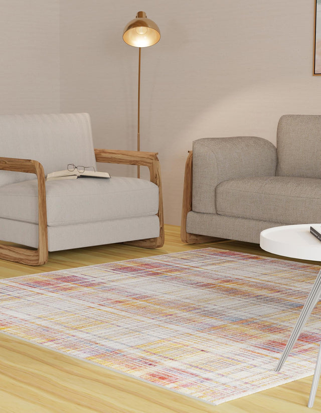 Multicolor 7' 10 x 7' 10 Deepa Square Area Rug 100% Polyester Colorful Modern Contemporary Carpet for Home Decorating Living, Dining, Office & Bedrooms for Sale at Rug Engine