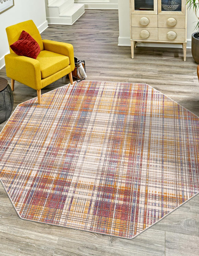 Multicolor 7' 10 x 7' 10 Deepa Octagon Area Rug 100% Polyester Colorful Modern Contemporary Carpet for Home Decorating Living, Dining, Office & Bedrooms for Sale at Rug Engine