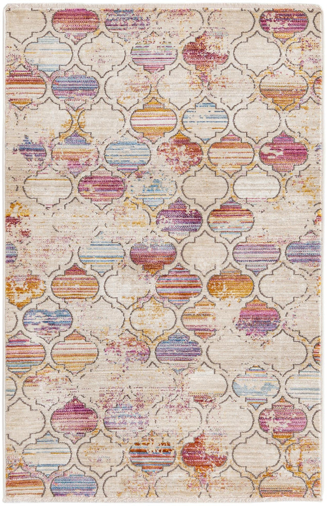 Multicolor 3' 3 x 5' Deepa Rectangle Area Rug 100% Polyester Colorful Modern Contemporary Carpet for Home Decorating Living, Dining, Office & Bedrooms for Sale at Rug Engine