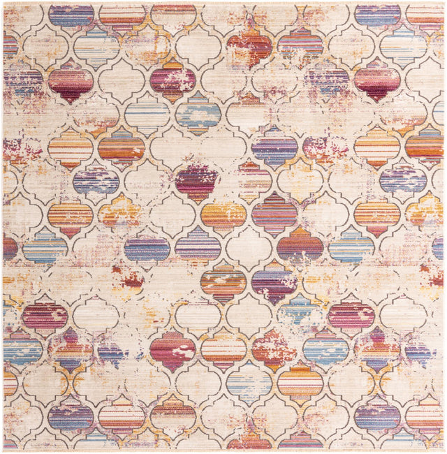Multicolor 7' 10 x 7' 10 Deepa Square Area Rug 100% Polyester Colorful Modern Contemporary Carpet for Home Decorating Living, Dining, Office & Bedrooms for Sale at Rug Engine