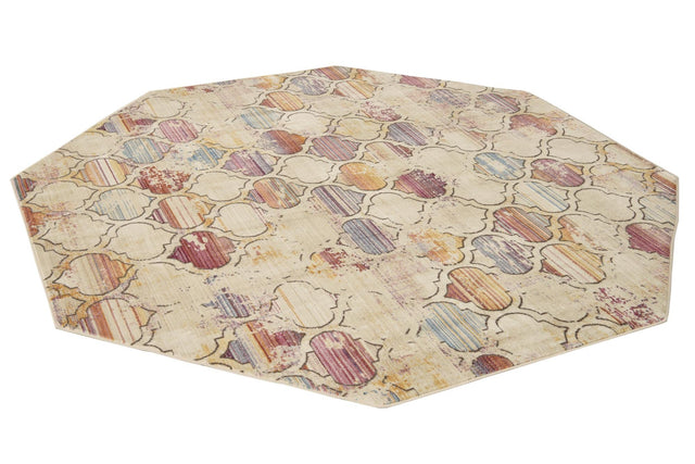 Multicolor 7' 10 x 7' 10 Deepa Octagon Area Rug 100% Polyester Colorful Modern Contemporary Carpet for Home Decorating Living, Dining, Office & Bedrooms for Sale at Rug Engine