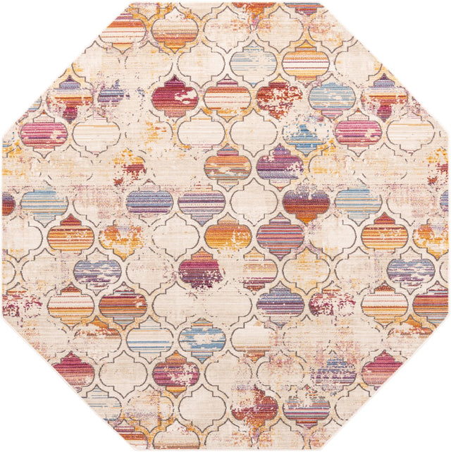 Multicolor 7' 10 x 7' 10 Deepa Octagon Area Rug 100% Polyester Colorful Modern Contemporary Carpet for Home Decorating Living, Dining, Office & Bedrooms for Sale at Rug Engine