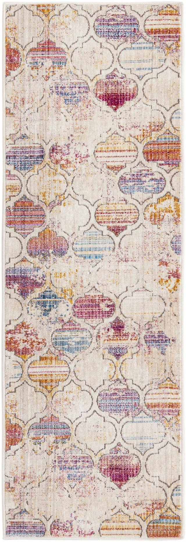 Multicolor 2' x 6' Deepa Runner Area Rug 100% Polyester Colorful Modern Contemporary Carpet for Home Decorating Living, Dining, Office & Bedrooms for Sale at Rug Engine