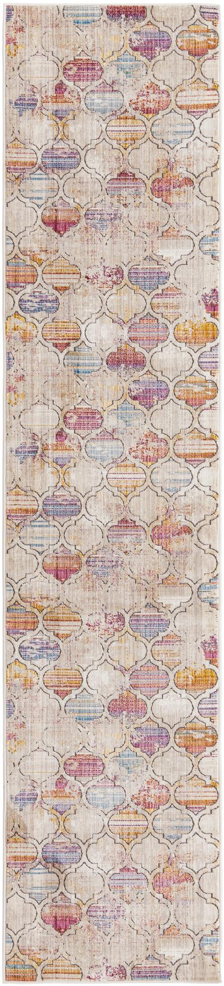 Multicolor 2' 6 x 12' Deepa Runner Area Rug 100% Polyester Colorful Modern Contemporary Carpet for Home Decorating Living, Dining, Office & Bedrooms for Sale at Rug Engine