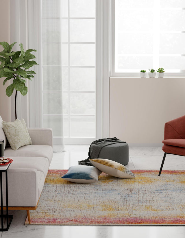 Multicolor 7' 10 x 7' 10 Deepa Square Area Rug 100% Polyester Colorful Modern Contemporary Carpet for Home Decorating Living, Dining, Office & Bedrooms for Sale at Rug Engine