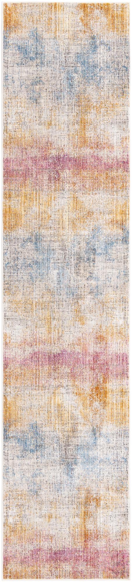 Multicolor 2' 6 x 12' Deepa Runner Area Rug 100% Polyester Colorful Modern Contemporary Carpet for Home Decorating Living, Dining, Office & Bedrooms for Sale at Rug Engine