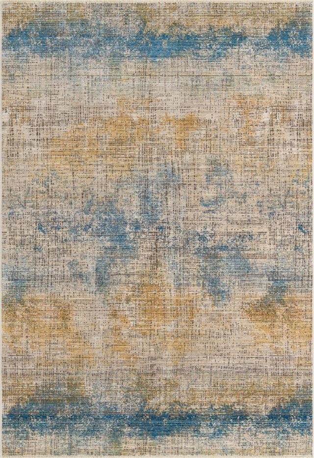 Blue Ivory 6' x 9' Deepa Rectangle Area Rug 100% Polyester Colorful Modern Contemporary Carpet for Home Decorating Living, Dining, Office & Bedrooms for Sale at Rug Engine