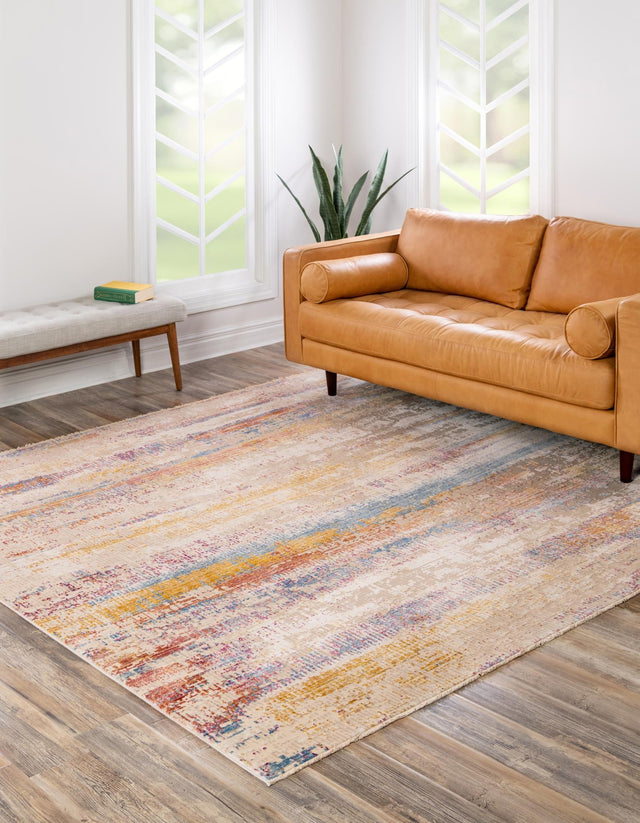 Multicolor 7' 10 x 7' 10 Deepa Square Area Rug 100% Polyester Colorful Modern Contemporary Carpet for Home Decorating Living, Dining, Office & Bedrooms for Sale at Rug Engine