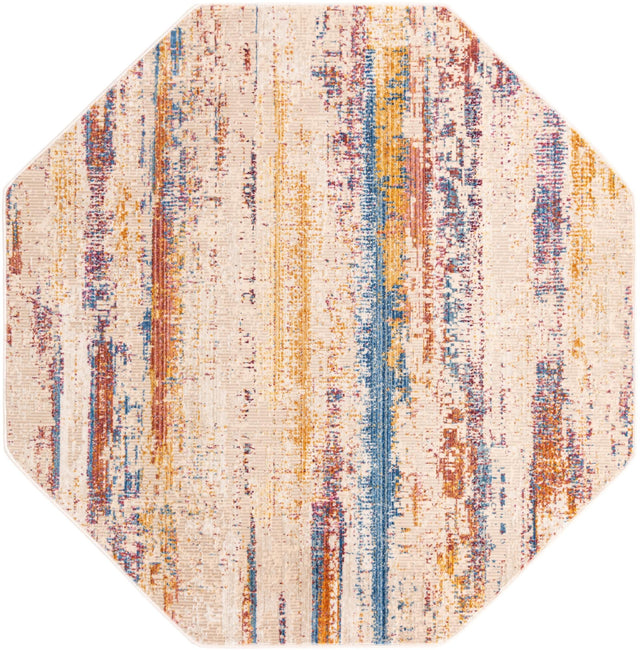 Multicolor 5' 3 x 5' 3 Deepa Octagon Area Rug 100% Polyester Colorful Modern Contemporary Carpet for Home Decorating Living, Dining, Office & Bedrooms for Sale at Rug Engine