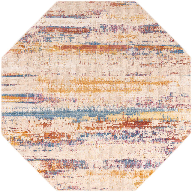 Multicolor 7' 10 x 7' 10 Deepa Octagon Area Rug 100% Polyester Colorful Modern Contemporary Carpet for Home Decorating Living, Dining, Office & Bedrooms for Sale at Rug Engine