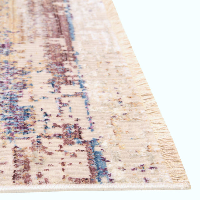 Multicolor 2' 6 x 12' Deepa Runner Area Rug 100% Polyester Colorful Modern Contemporary Carpet for Home Decorating Living, Dining, Office & Bedrooms for Sale at Rug Engine