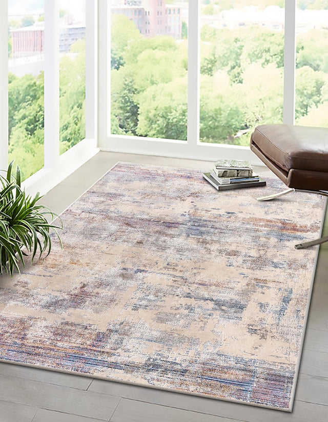 Multicolor 4' x 5' 10 Deepa Rectangle Area Rug 100% Polyester Colorful Modern Contemporary Carpet for Home Decorating Living, Dining, Office & Bedrooms for Sale at Rug Engine