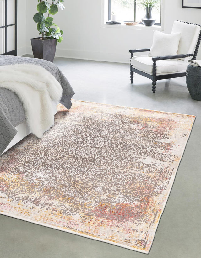 Gray 6' x 8' 9 Deepa Rectangle Area Rug 100% Polyester Colorful Modern Contemporary Carpet for Home Decorating Living, Dining, Office & Bedrooms for Sale at Rug Engine