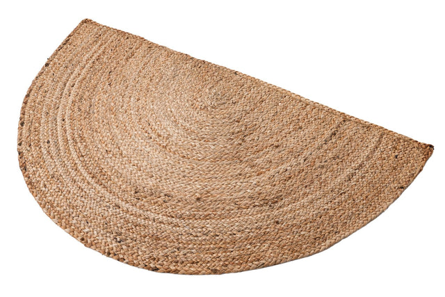 Natural 2' 2 x 3' 7 Braided Jute Hearth Half-Round Semicircle Area Rug 100% Jute Hand Braided Natural Eco-Friendly Boho Style Carpet for Living Rooms Dining Office Space Dorms for Sale at Rug Engine