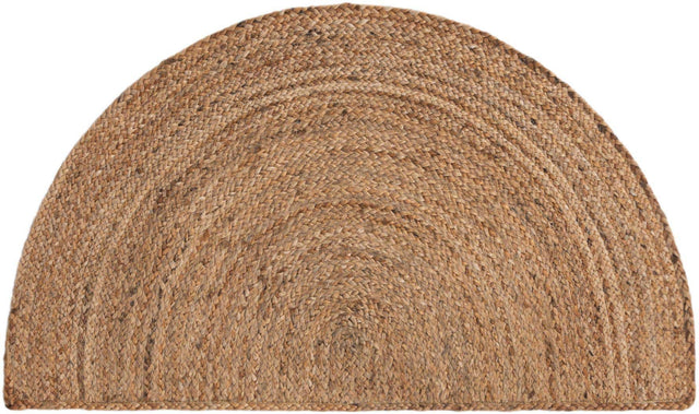 Natural 2' 2 x 3' 7 Braided Jute Hearth Half-Round Semicircle Area Rug 100% Jute Hand Braided Natural Eco-Friendly Boho Style Carpet for Living Rooms Dining Office Space Dorms for Sale at Rug Engine