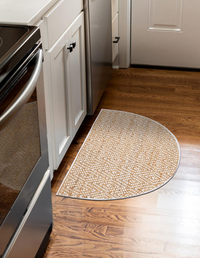 Natural 2' 7 x 4' Braided Jute Hearth Half-Round Semicircle Area Rug 100% Jute Hand Braided Natural Eco-Friendly Boho Style Carpet for Living Rooms Dining Office Space Dorms for Sale at Rug Engine