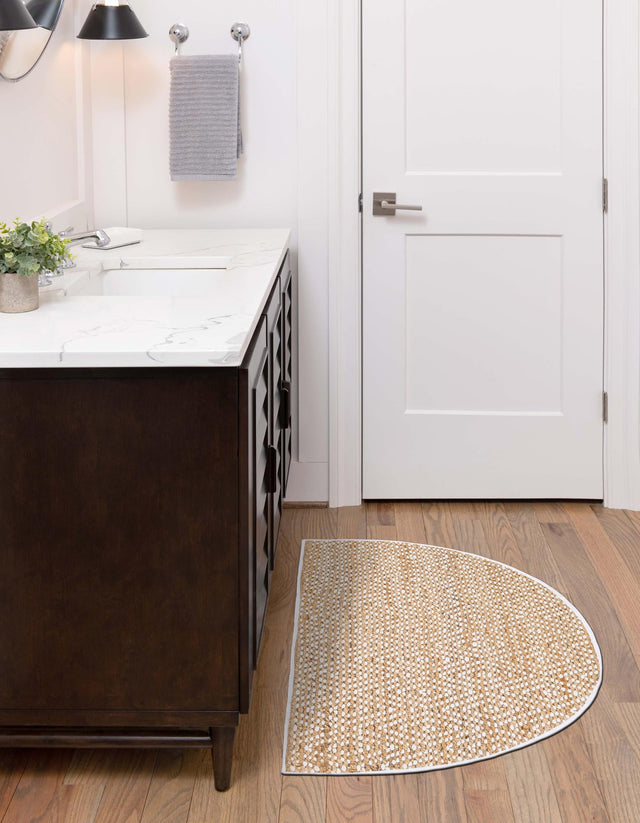 Natural 2' 7 x 4' Braided Jute Hearth Half-Round Semicircle Area Rug 100% Jute Hand Braided Natural Eco-Friendly Boho Style Carpet for Living Rooms Dining Office Space Dorms for Sale at Rug Engine