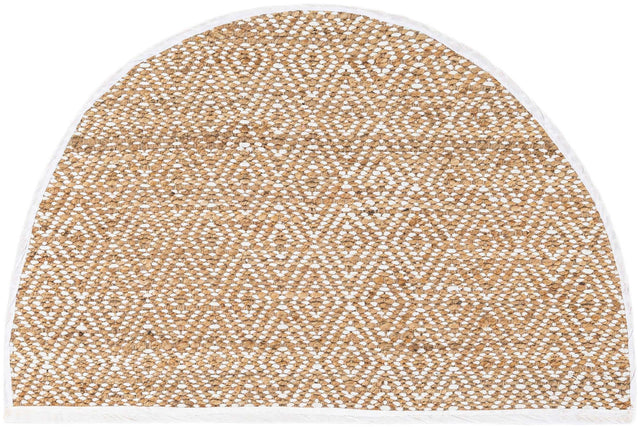 Natural 2' 7 x 4' Braided Jute Hearth Half-Round Semicircle Area Rug 100% Jute Hand Braided Natural Eco-Friendly Boho Style Carpet for Living Rooms Dining Office Space Dorms for Sale at Rug Engine