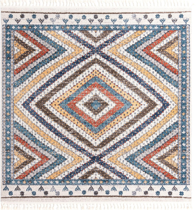 Blue 7' 10 x 7' 10 Aramis Square Area Rug Polypropylene With Cotton Backing Easy Clean Living Room Bedroom Dining Office Carpet for Sale at Rug Engine