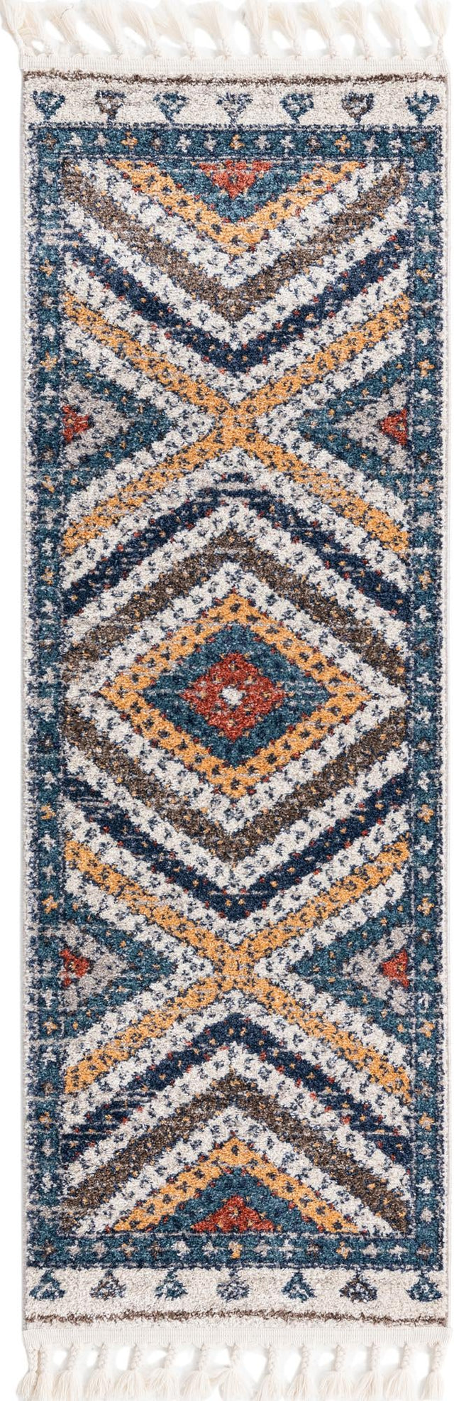 Blue 2' x 6' Aramis Runner Area Rug Polypropylene With Cotton Backing Easy Clean Living Room Bedroom Dining Office Carpet for Sale at Rug Engine
