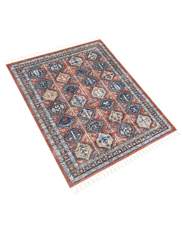 Rust Red 5' 3 x 8' Aramis Rectangle Area Rug Polypropylene With Cotton Backing Easy Clean Living Room Bedroom Dining Office Carpet for Sale at Rug Engine