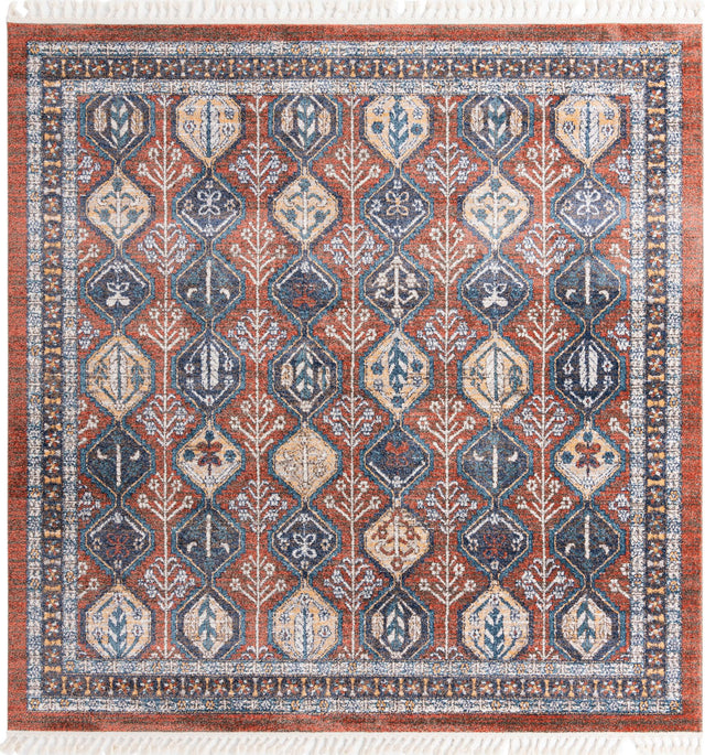 Rust Red 10' x 10' Aramis Square Area Rug Polypropylene With Cotton Backing Easy Clean Living Room Bedroom Dining Office Carpet for Sale at Rug Engine