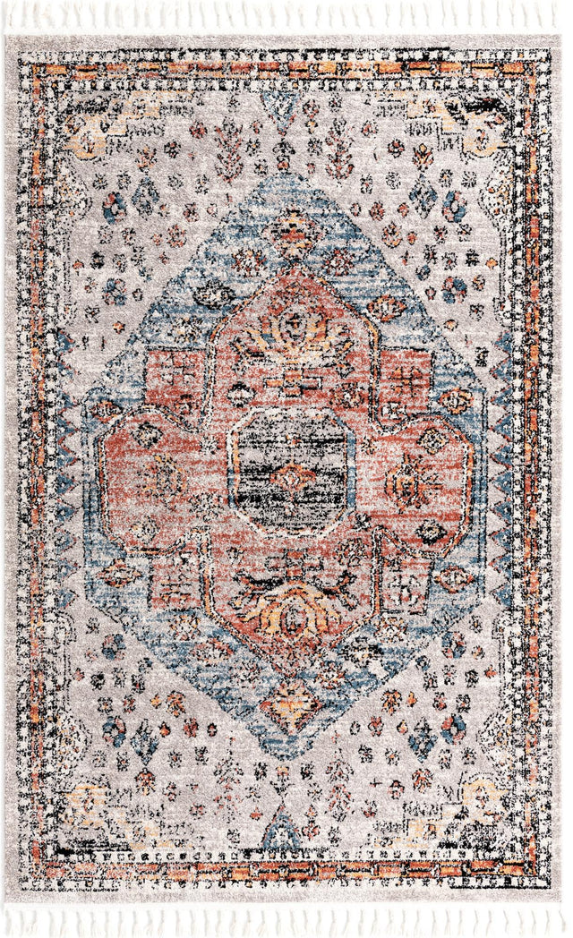 Gray 5' 3 x 8' Aramis Rectangle Area Rug Polypropylene With Cotton Backing Easy Clean Living Room Bedroom Dining Office Carpet for Sale at Rug Engine