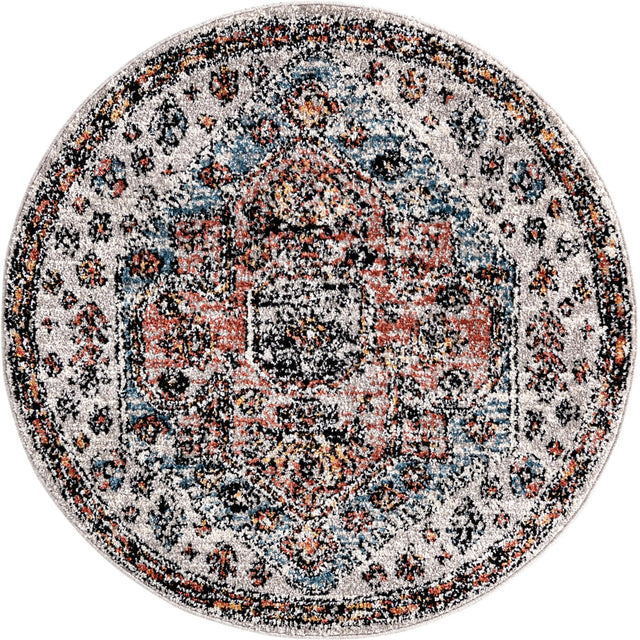 Gray 3' 3 x 3' 3 Aramis Round Area Rug Polypropylene With Cotton Backing Easy Clean Living Room Bedroom Dining Office Carpet for Sale at Rug Engine