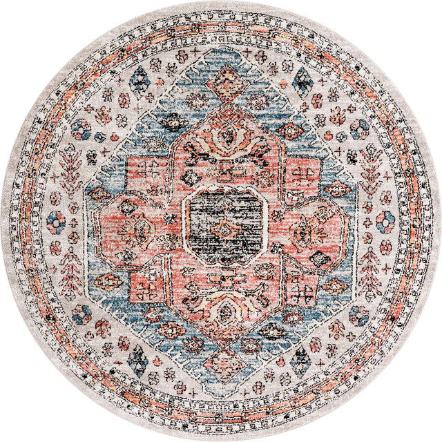 Gray 7' x 7' Aramis Round Area Rug Polypropylene With Cotton Backing Easy Clean Living Room Bedroom Dining Office Carpet for Sale at Rug Engine