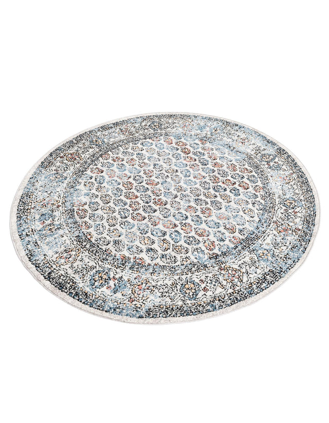 Multicolor 5' 3 x 5' 3 Aramis Round Area Rug Polypropylene With Cotton Backing Easy Clean Living Room Bedroom Dining Office Carpet for Sale at Rug Engine