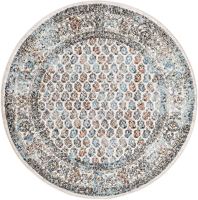 Multicolor 5' 3 x 5' 3 Aramis Round Area Rug Polypropylene With Cotton Backing Easy Clean Living Room Bedroom Dining Office Carpet for Sale at Rug Engine