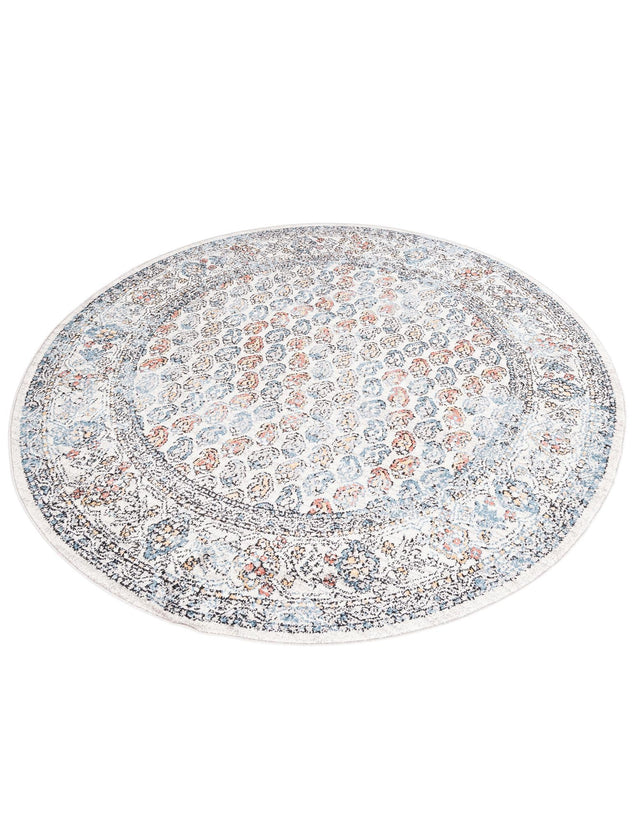 Multicolor 7' x 7' Aramis Round Area Rug Polypropylene With Cotton Backing Easy Clean Living Room Bedroom Dining Office Carpet for Sale at Rug Engine