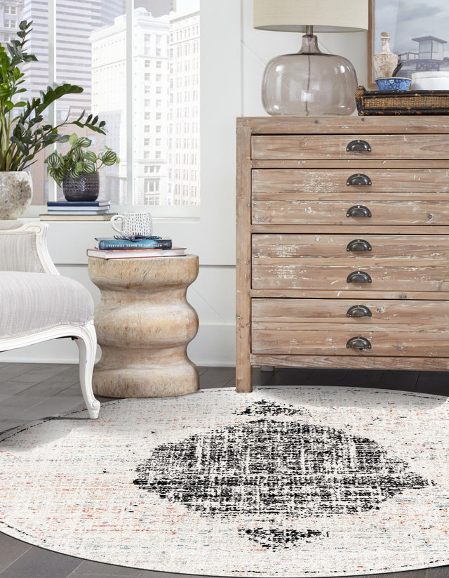 Ivory 10' x 10' Aramis Round Area Rug Polypropylene With Cotton Backing Easy Clean Living Room Bedroom Dining Office Carpet for Sale at Rug Engine