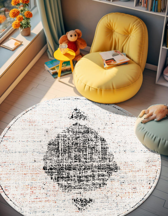 Ivory 3' 3 x 3' 3 Aramis Round Area Rug Polypropylene With Cotton Backing Easy Clean Living Room Bedroom Dining Office Carpet for Sale at Rug Engine